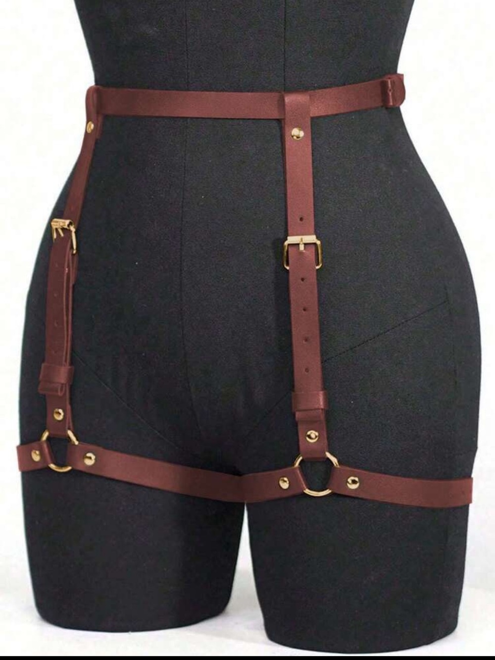 Brown Leather Leg Harness Belt - Women Accessories - Picture 2 of 5